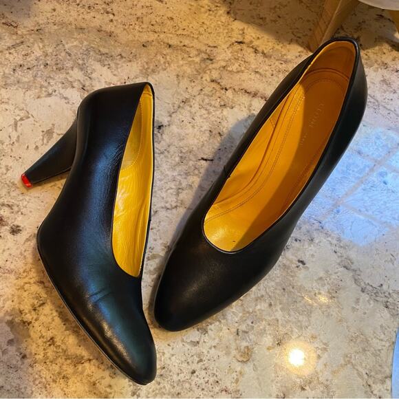 $870 CELINE Marcella Petal Heart Pump 90mm Heel Shoe Black Leather EU 37 US 7 - Picture 1 of 14